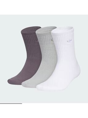 NWT Adidas Women’s Cushioned Crew Socks 3-Pack White Black Grey Size M 5-10